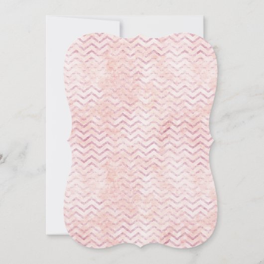 Roze Bloemen Chevron Baby Meisje Doop Uitnodiging (Achterkant)