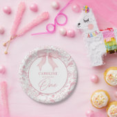 Roze Bloemen Chinoiserie 1e Verjaardag Papier Bord (Feest)