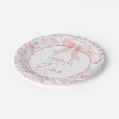 Roze Bloemen Chinoiserie 1e Verjaardag Papier Bord (Gekanteld)