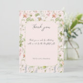 Roze Bloemen Chinoiserie Baby shower Bedankkaart (Staand voorkant)
