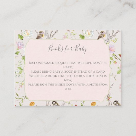 Roze Bloemen Chinoiserie Baby shower Informatiekaartje (Voorkant)