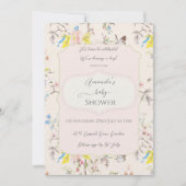 Roze Bloemen Chinoiserie Baby shower Kaart (Voorkant)