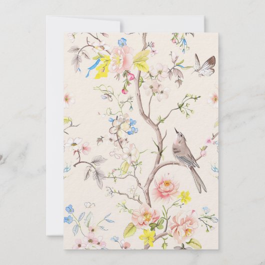 Roze Bloemen Chinoiserie Baby shower Kaart (Achterkant)