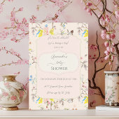 Roze Bloemen Chinoiserie Baby shower Kaart