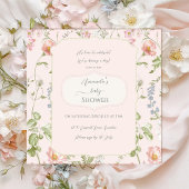 Roze Bloemen Chinoiserie Baby shower Kaart