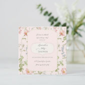Roze Bloemen Chinoiserie Baby shower Kaart (Staand voorkant)