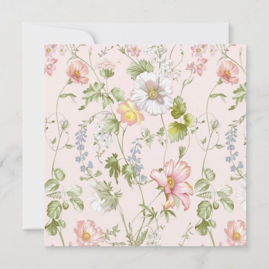 Roze Bloemen Chinoiserie Baby shower Kaart (Achterkant)