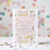 Roze Bloemen Chinoiserie Baby shower Luier Raffle Informatiekaartje