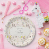 Roze Bloemen Chinoiserie Baby shower Papieren Bordje (Feest)