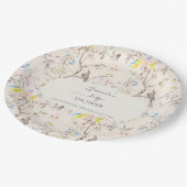 Roze Bloemen Chinoiserie Baby shower Papieren Bordje (Gekanteld)