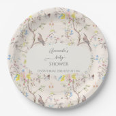 Roze Bloemen Chinoiserie Baby shower Papieren Bordje (Voorkant)