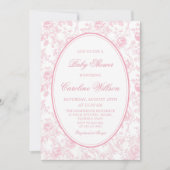 Roze Bloemen Chinoiserie Baby shower Uitnodiging (Voorkant)