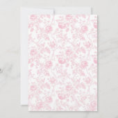 Roze Bloemen Chinoiserie Baby shower Uitnodiging (Achterkant)
