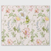 Roze Bloemen Chinoiserie Bruiloft Cadeaupapier (Vlak)