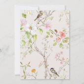 Roze Bloemen Chinoiserie Bruiloft Kaart (Achterkant)