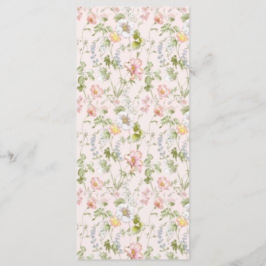 Roze Bloemen Chinoiserie Bruiloft Menu (Achterkant)