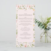 Roze Bloemen Chinoiserie Bruiloft Menu (Staand voorkant)
