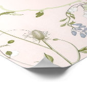 Roze Bloemen Chinoiserie Bruiloft Poster (Hoek)