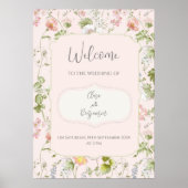 Roze Bloemen Chinoiserie Bruiloft Poster (Voorkant)