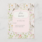 Roze Bloemen Chinoiserie Bruiloft RSPV Uitnodiging Briefkaart (Voorkant)