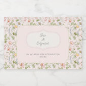 Roze Bloemen Chinoiserie Bruiloft Sparkling Wijnetiket (Enkel label)