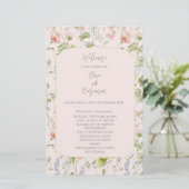 Roze Bloemen Chinoiserie Huwelijksceremonie Progra (Staand voorkant)