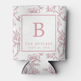 Roze Bloemen Chinoiserie Initiaal bruiloft Koelbox Blikjeskoeler