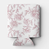 Roze Bloemen Chinoiserie Initiaal bruiloft Koelbox Blikjeskoeler (Achterkant)