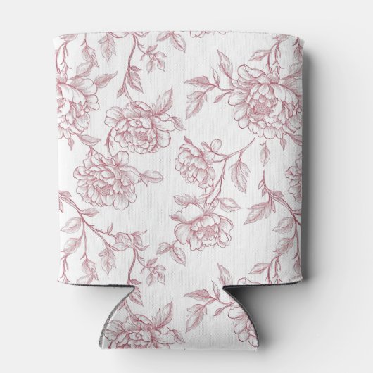 Roze Bloemen Chinoiserie Initiaal bruiloft Koelbox Blikjeskoeler (Achterkant)