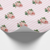 Roze Bloemen Chique Rozen shabby Gestreepte Gift W Cadeaupapier (Hoek)