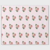 Roze Bloemen Chique Rozen shabby Gestreepte Gift W Cadeaupapier (Vlak)