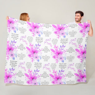 Roze Bloemen Christelijk GEBED Fleece Deken