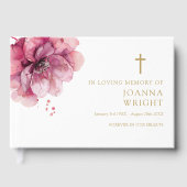 Roze Bloemen Christelijk in liefdevolle herinnerin Gastenboek (Voorkant)