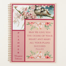Roze Bloemen Christelijk Planner met Vogels