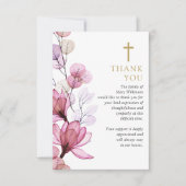 Roze Bloemen Christelijke Viering van het Leven Be Bedankkaart (Voorkant)