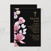 Roze Bloemen Christelijke Viering van het Leven Be Bedankkaart (Voorkant / Achterkant)