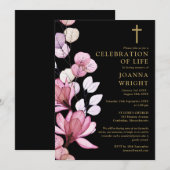 Roze Bloemen Christelijke Viering van het Leven Be Kaart (Voorkant / Achterkant)
