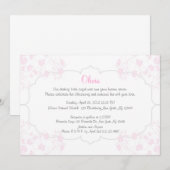 Roze bloemen Christening Uitnodiging (Voorkant / Achterkant)