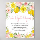 Roze Bloemen Citroen Late Night Luiers Poster (Voorkant)