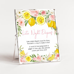 Roze Bloemen Citroen Late Night Luiers Poster