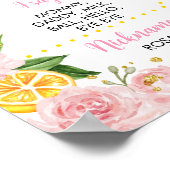 Roze Bloemen Citroen Meisje 1e Verjaardag Mijlpaal Poster (Hoek)