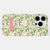 Roze Bloemen Citroen Patroon Monogram Case-Mate iPhone Case (Achterkant (horizontaal))