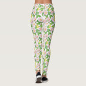 Roze Bloemen Citroenen Patroon Leggings (Achterkant)