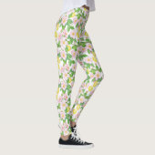 Roze Bloemen Citroenen Patroon Leggings (Rechts)