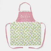 Roze Bloemen Citrus Koningin van de Keuken Schort (Voorkant)