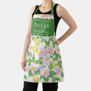Roze Bloemen Citrus Koningin van de Keuken Schort