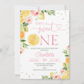 Roze Bloemen Citrus Ze is een lief een 1e verjaard Kaart (Voorkant)