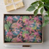 Roze bloemen collage op zwarte achtergrond tissuepapier (Geschenk)