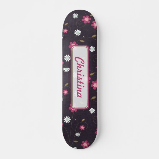 Roze Bloemen Comp Skateboard (Voorkant)