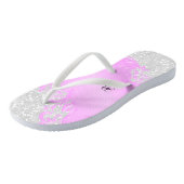 Roze Bloemen & Confetti Glitters | Bruiloft Teenslippers (Schuin)